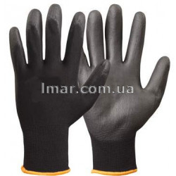 Перчатки нейлоновые черного цвета с полиуретановым покрытием