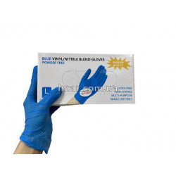 Перчатки медицинские нитриловые виниловые одноразовые нестерильные неопудренные L 100 шт/уп (50 пар) голубые