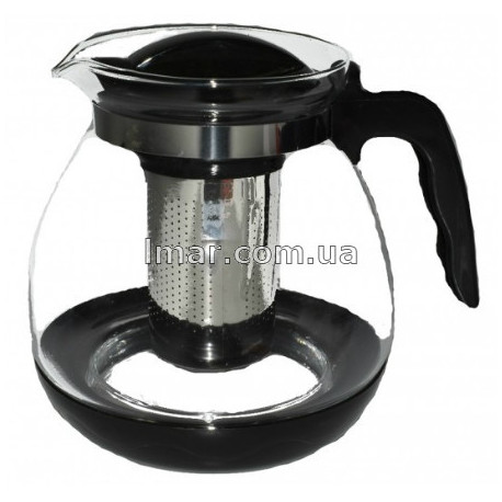 Скляний заварювальний чайник із ситом Заварник для чаю з фільтром та пластиковою ручкою D 9 H 10 cm 700 мл