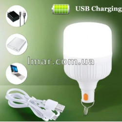Лампа для кемпінгу 50Вт акумуляторна з USB-зарядкою та гачком, Біла / Підвісний аварійний ліхтар