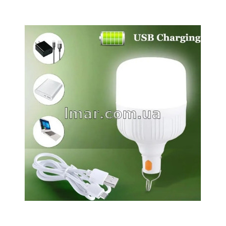 Лампа для кемпінгу 20Вт акумуляторна з USB-зарядкою та гачком, Біла / Підвісний аварійний ліхтар