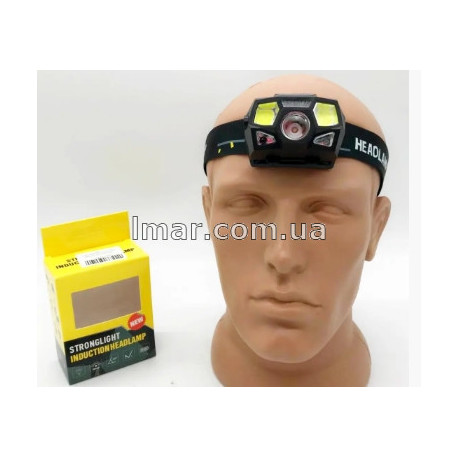 Налобный фонарь аккумуляторный с USB-зарядкой, 5 светодиодов / Мощный фонарик на голову с датчиком движения