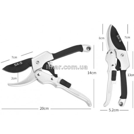 Секатор для садових рослин з храповим механізмом, 20 см