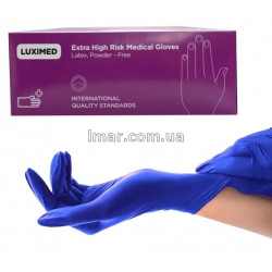 Перчатки латексні Luximed High Risk Medical Gloves нестерильні непудровані M 25 пар синій