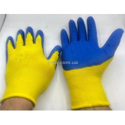 рабочие защитные с латексным покрытием синий и желтый Украина