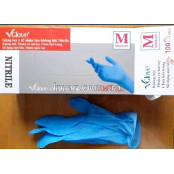 Перчатки нитриловые Vglove M 100шт в упаковке (Вьетнам)
