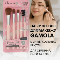Набір пензлів для макіяжу Gamola, 6 в 1 (рожевий)