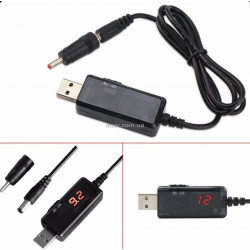 Кабель-инвертор USB → DC 9V/12V 5.5×2.1 мм для роутера, камеры, PowerBank (повышающий адаптер)