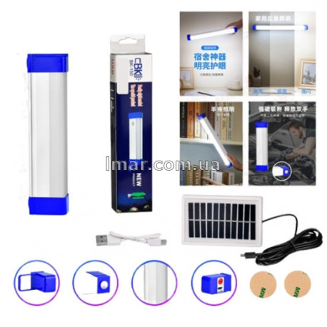 Кемпинговая LED лампа BK-150 с солнечной панелью и магнитами (аккумуляторная, USB, подвесная)