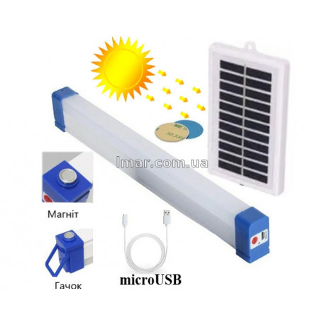 Кемпінгова LED лампа BK-700 із сонячною панеллю та магнітами (акумуляторна, USB, підвісна) 70см