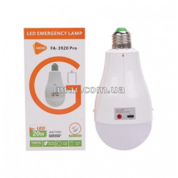 LED лампочка с аккумулятором FA-3920 Pro (20W, E27, аварийная, перезаряжаемая)