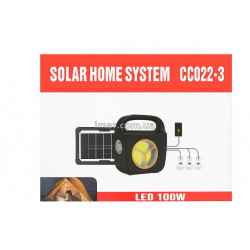 Сонячна електростанція CC022-3 (100W, LED прожектор із сонячною панеллю, 3 лампи, акумуляторна, з пультом)