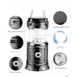 Кемпинговый фонарь-лампа HS-5900T (6+1 LED, солнечная батарея, USB-зарядка, большой аккумулятор)