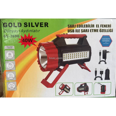 Ліхтар-прожектор GOLD SILVER GS-2690 40W з дальнім світлом та бічною SMD-панеллю