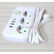 Сетевой фильтр с выключателем Power Socket F015 на 3 розетки, 3 USB, 1 Type-C, 2500W, длина 5м