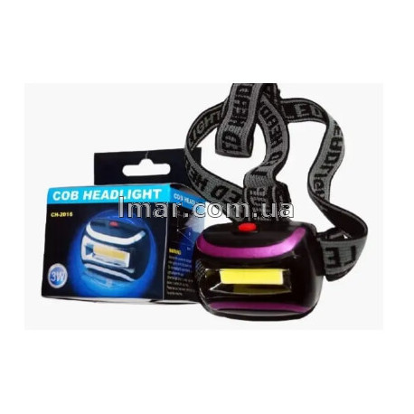 Налобний ліхтар BL-2016 COB Ліхтарик на голову на батарейках Світлодіодний ліхтар