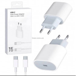 Быстрая зарядка 20W USB-C – адаптер питания Type-C + кабель Type-C to Type-C для iPhone 15/16, Samsung, Xiaomi
