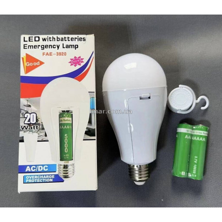 Аварийная LED лампа с аккумулятором 20W 3920 – лампа при отключении света E27