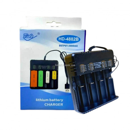 Зарядное устройство HD-4882B для аккумуляторов 18650 / 26650 / AA / AAA, 4-слотовое USB