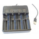 Зарядное устройство HD-4882B для аккумуляторов 18650 / 26650 / AA / AAA, 4-слотовое USB