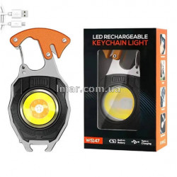 Фонарик-брелок 5147 для ключей, многофункциональный мини LED фонарь с зажигалкой и стропорезом