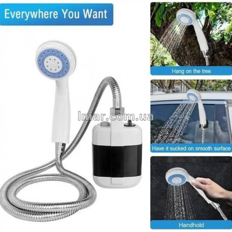 Туристичний душ на акумуляторі KE-801 USB 2200 mAh – портативний похідний душ з насосом для кемпінгу, дачі та подорожей