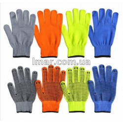 Рукавички робочі бавовняні з ПВХ точкою, розмір 10 – трикотажні антиковзні, будівельні, господарські, 4 кольори
