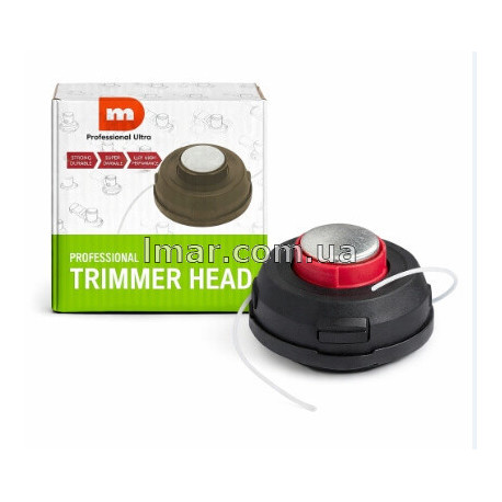 Котушка для тримера автоматична з легким завантаженням волосіні, металевою кнопкою (п'ятою), посилена, універсальна