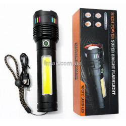 Ліхтар ручний акумуляторний PM-60GT, надпотужний LED+COB, зум, Power Bank, Type-C, IPX5