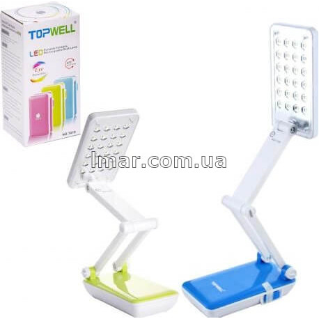 Настольная LED лампа-трансформер аккумуляторная, складная, сенсорная, 2W, 800mAh, 20 LED, ,без поворотная, 1018