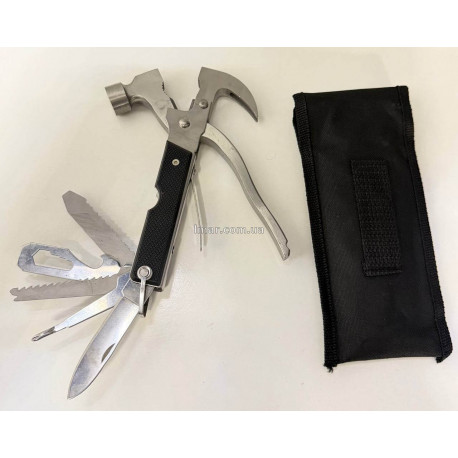 Мультитул-молоток 9 в 1 складной, с ножом и отверткой, в чехле