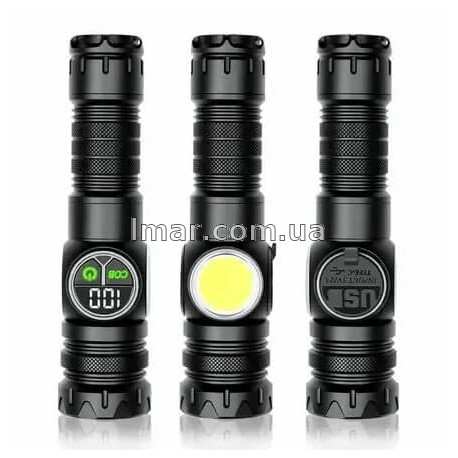 Фонарь ручной аккумуляторный A280, LED+COB, с магнитом, Power Bank, дисплей, 4 режима
