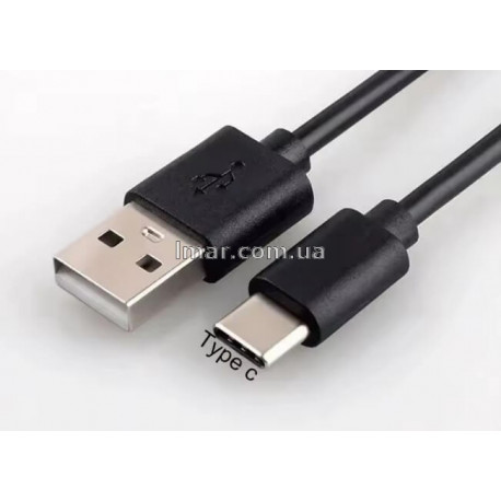 Кабель USB-A to Type-C для заряджання 0.3 м, чорний