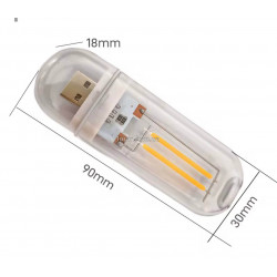 Мини USB LED лампа в прозрачном корпусе, теплый свет