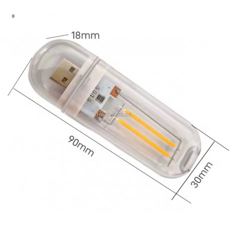 Міні USB LED лампа у прозорому корпусі, тепле світло