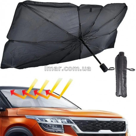 Сонцезахисна парасолька для лобового скла авто 120×70 см + чохол, захисна шторка від сонця в машину