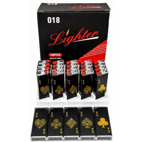 Металлическая газовая зажигалка Turbo 018 Poker Cards многоразовая
