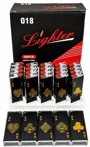 Металлическая зажигалка Turbo 018 Poker Cards газовая