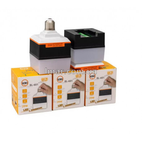 Аварійна акумуляторна LED лампа E27 20W UXI BL-601, на 2 акумулятори