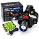 Налобный аккумуляторный LED-фонарь 8118 с фокусировкой Zoom, USB-зарядкой, 3×18650