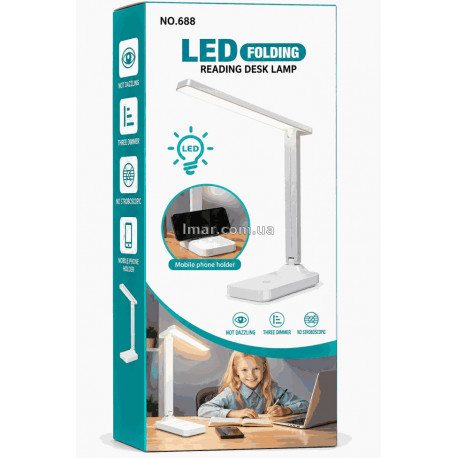 Настольная аккумуляторная LED-лампа 688, сенсорная, складная, 3 режима света, USB