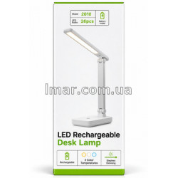 Настільна акумуляторна LED-лампа 2010, сенсорна, 11 Вт, 26 LED, 3 режими світла, USB