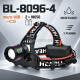 Фонарь налобный аккумуляторный Bailong BL-8096-4, LED, 4 цвета света, 3×18650, USB Type-C, Zoom, Power Bank
