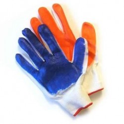Перчатки стрейчевые с нитриловым покрытием: синие и оранжевые