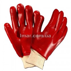 Перчатки из ПВХ красные с резинкой